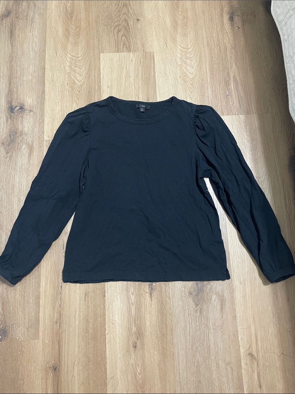 J. Crew Black Long-Sleeve Puff-Shoulder Tee